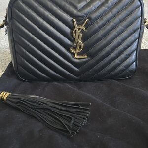 Yves Saint Laurent Black and Gold Quilted Crossbody Bag Excellent Condition